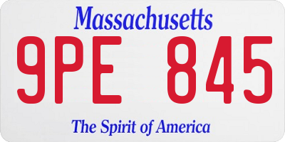 MA license plate 9PE845