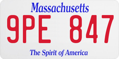 MA license plate 9PE847