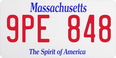 MA license plate 9PE848