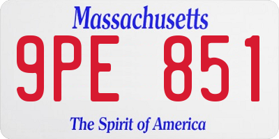 MA license plate 9PE851