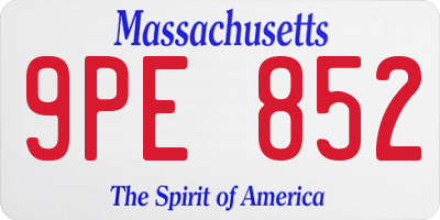 MA license plate 9PE852