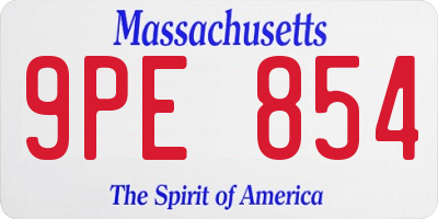 MA license plate 9PE854