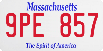 MA license plate 9PE857