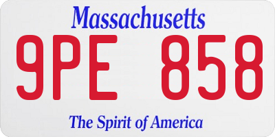 MA license plate 9PE858