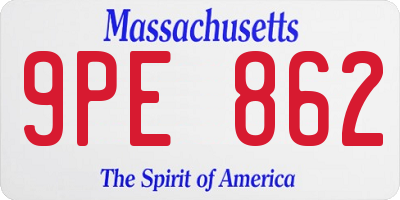 MA license plate 9PE862