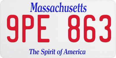 MA license plate 9PE863
