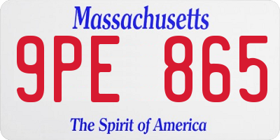 MA license plate 9PE865