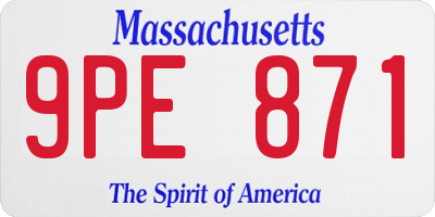 MA license plate 9PE871