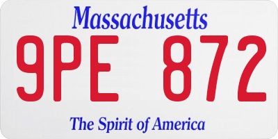 MA license plate 9PE872