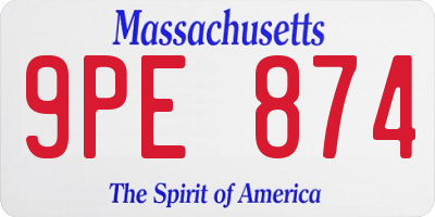 MA license plate 9PE874