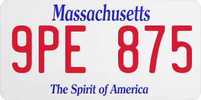 MA license plate 9PE875