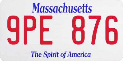 MA license plate 9PE876