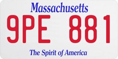 MA license plate 9PE881