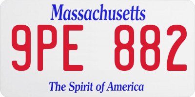 MA license plate 9PE882