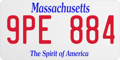 MA license plate 9PE884