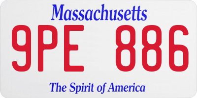 MA license plate 9PE886