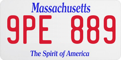 MA license plate 9PE889