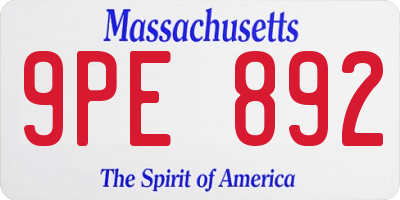 MA license plate 9PE892