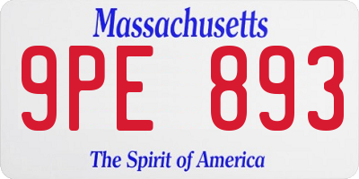 MA license plate 9PE893