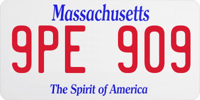 MA license plate 9PE909
