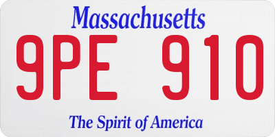 MA license plate 9PE910