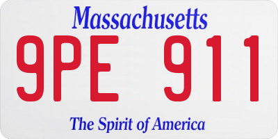 MA license plate 9PE911