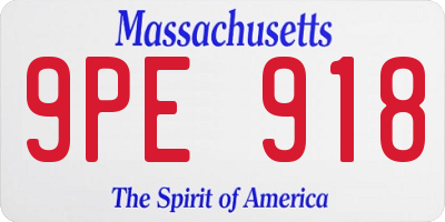 MA license plate 9PE918