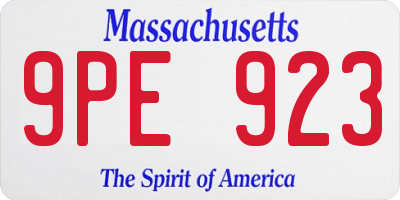 MA license plate 9PE923