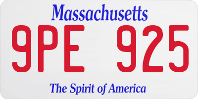 MA license plate 9PE925