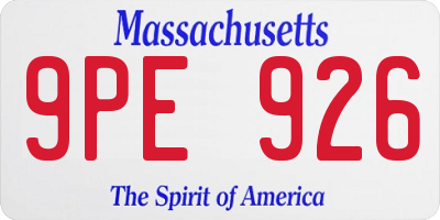MA license plate 9PE926