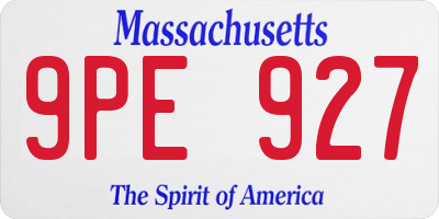 MA license plate 9PE927