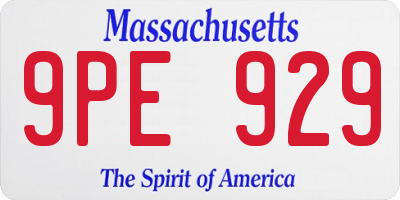 MA license plate 9PE929
