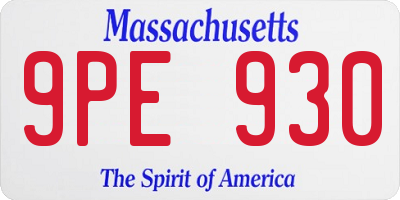 MA license plate 9PE930