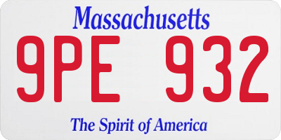 MA license plate 9PE932