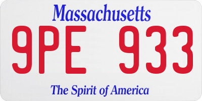 MA license plate 9PE933