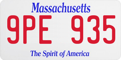 MA license plate 9PE935