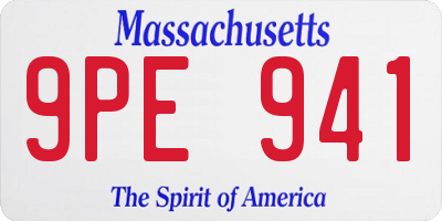 MA license plate 9PE941