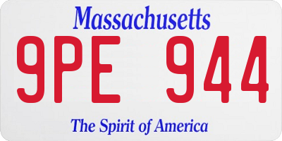 MA license plate 9PE944