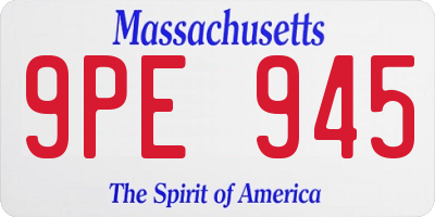 MA license plate 9PE945