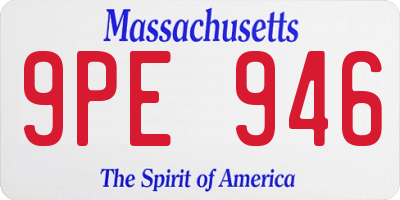 MA license plate 9PE946