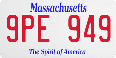 MA license plate 9PE949