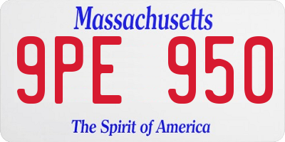 MA license plate 9PE950