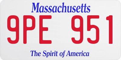 MA license plate 9PE951