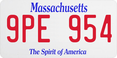 MA license plate 9PE954