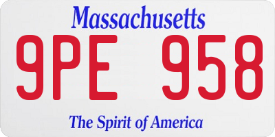 MA license plate 9PE958