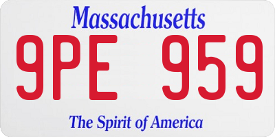 MA license plate 9PE959