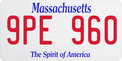 MA license plate 9PE960