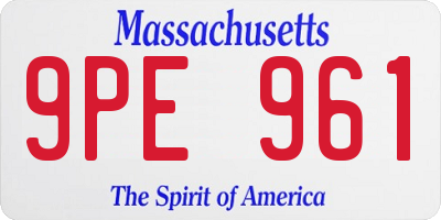 MA license plate 9PE961