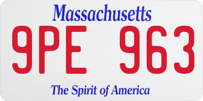 MA license plate 9PE963