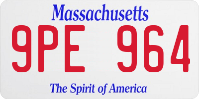 MA license plate 9PE964